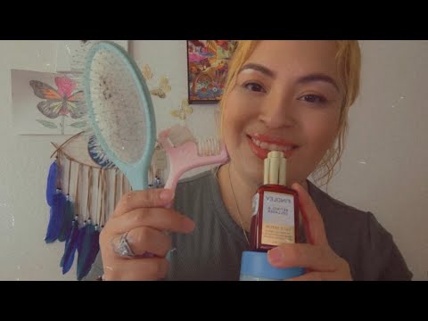 ASMR| Pampering your after a long week of work- hair brushing, hair playing, face massage & etc. 💤