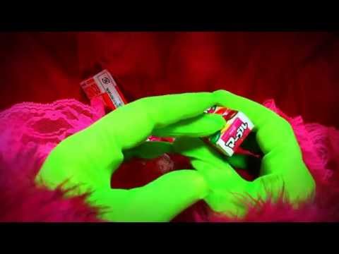 Neon Green Gloves with cute litle candy box [ASMR]