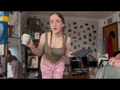 come over and work with me! (i made us coffee 💗) ASMR typing & college girl personal attention