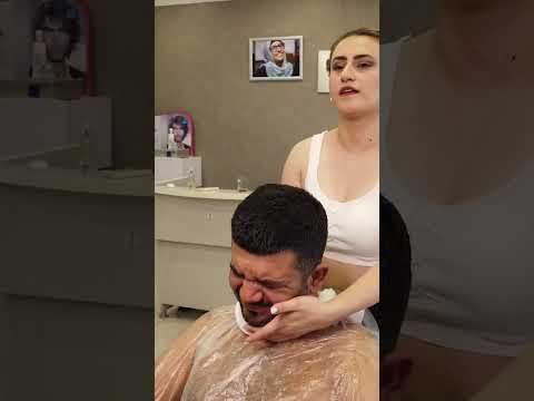 Scratching Away Stress: ASMR Experience with Turkish Lady Barber  #asmr #ladybarber #barbermassage