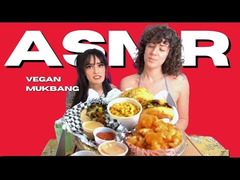 ASMR MUKBANG greasy crunchy vegan goodness ft. Nicole Quinn & Holly Beth