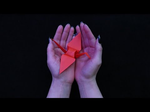 ASMR How to Fold an Origami Paper Crane ⭐ Paper Folding ⭐ Tracing ⭐ Crinkles ⭐ Soft Spoken