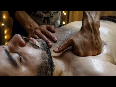 ASMR Deep Relaxaing Massage For Chest & Belly / Soothing Head & Face Massage