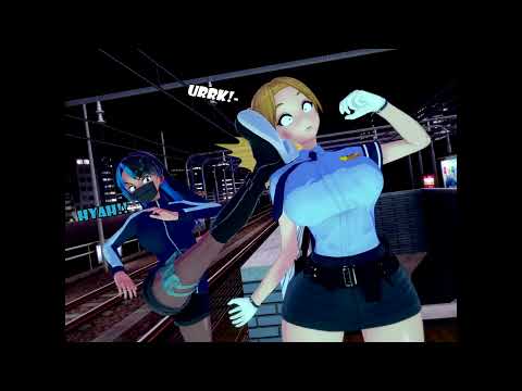 Thief Girl Knocks Out Pursuing Cop Girl (Comic Dub)