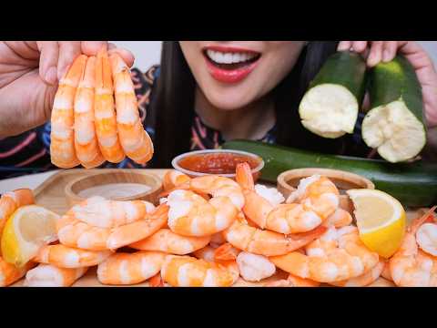 SHRIMP COCKTAILS + RAW ZUCCHINI (ASMR EATING SOUNDS) LIGHT WHISPERS | SAS-ASMR