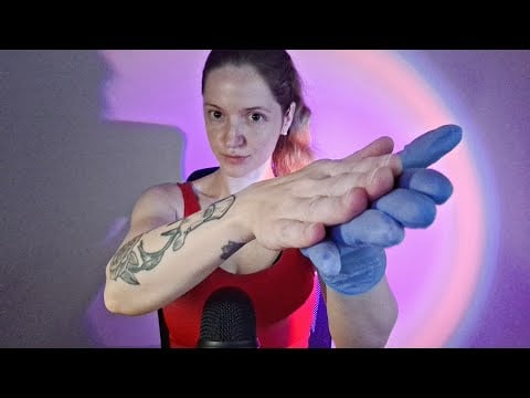 ASMR pure hand sounds and movements with tongue clicking mouth sounds and latex gloves to relax