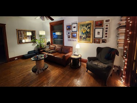 ASMR Living Room Tour - Soft Spoken ~ Squeaky Floors & Playful Kiki Part II
