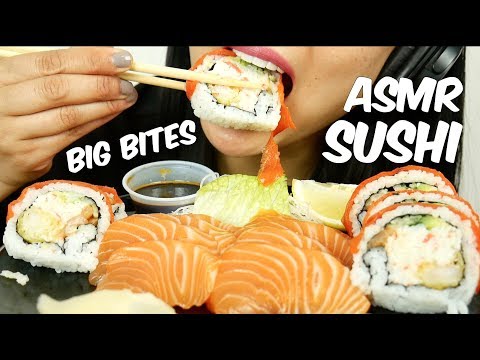 ASMR SASHIMI + SUSHI ROLL (Eating Sounds) *BIG BITES NO TALKING | SAS-ASMR