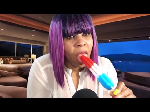 ASMR EATING SOUNDS | Red, White & Blue Bomb Pop Popsicle | asmr mouth sounds