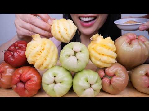 ROSE APPLE + BABY PINEAPPLE (ASMR SOFT CRUNCH EATING SOUNDS) NO TALKING | SAS-ASMR