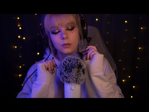 ASMR | soft whispering, fluffy brushing, tongue clicking & shushing