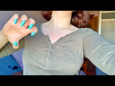 ASMR: Scratching On My Army Green Shirt 💚 Tapping (Unboxing) 💜 Featuring my new hair 👩‍🦰