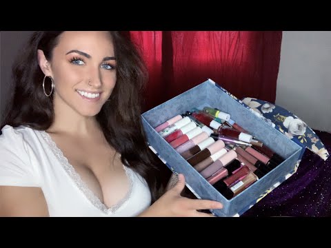 💋ASMR Lip Gloss/Lip Oil Haul & Try On!💋 (Soft Spoken, Mouth Sounds)