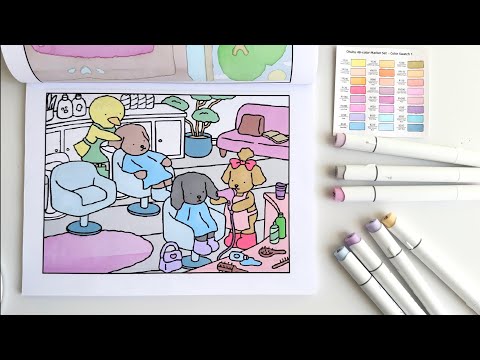 ASMR SUOMI | värityskirja ja höpöttelyä | Bobbie Goods Coloring book, Ohuhu markers asmr