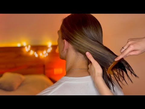 ASMR Wet Hair Brushing 🌧️ Calm Rain Sounds for Sleep (No Talking)