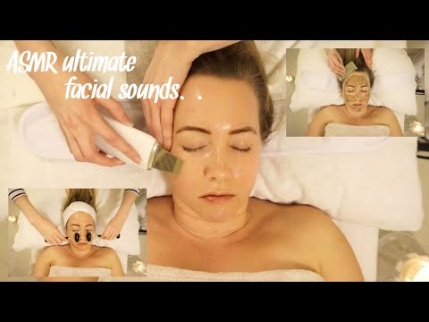 ASMR Detoxifying facial | Ultrasonic scrubber, Obsidian rollers & Jade comb sounds (soft spoken)