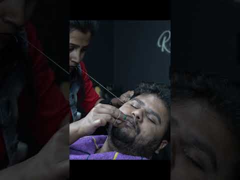 No Pain Mens Beard Threading | ASMR Threading Eyebrows #shorts