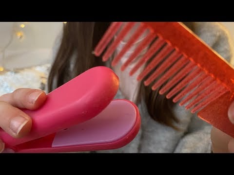 ASMR cosy sleepover with your Bestie | hair brushing, hair straightening +blow drying