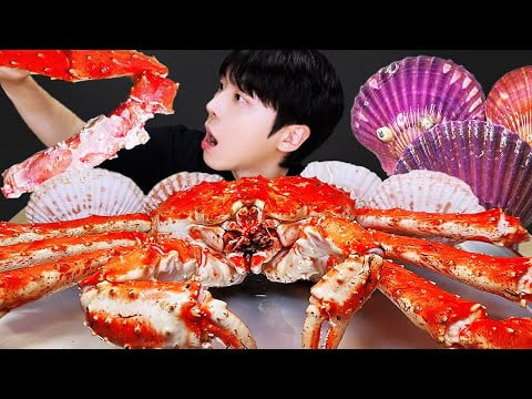 ASMR MUKBANG | 직접 만든 대왕 블루 킹크랩 4KG 조개 구이 먹방 & 레시피 KING CRAB, SEAFOOD EATING