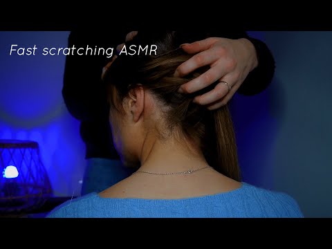 ASMR fast and aggressive back and scalp scratch - no talking