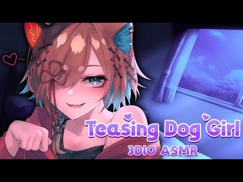 【3DIO ASMR】Mischievous Dog Girl Straddles & Teases You (whispers,ear licking,kissing)