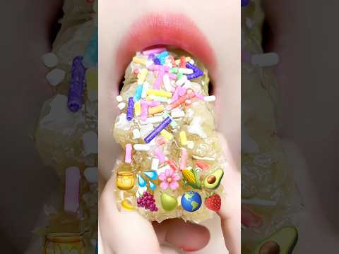 Asmr Eating Honey Wax Candy Ice Cube Emoji Food 🥑🌽💦 #asmr #mukbang #asmrsounds #emojichallenges