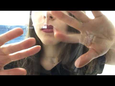 Asmr kisses on the glass/mouth sound, scratching glass