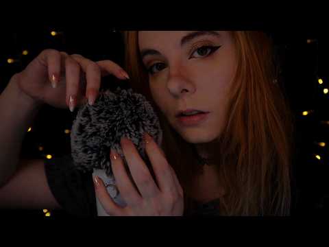ASMR | extra cozy Whispering & Ocean Wave Sounds - visual, fluffy mic, face touching