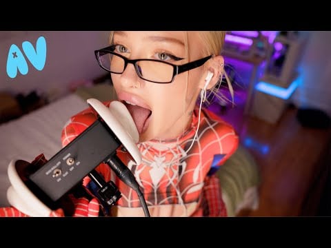 ASMR spider girl licks your ears in her room