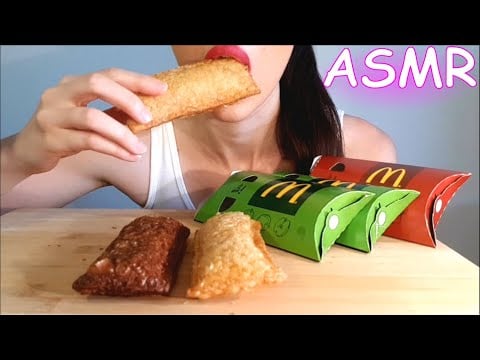 ASMR | Eating Mc Donald's Hot Apple And Cheese - Strawberry Pie | No Talking | Lady M. ASMR