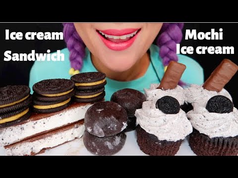 ASMR COOKIES ’N’ CREME MOCHI ICE CREAM, CUPCAKE, ICE CREAM SANDWICH. 컵케익,샌드위피 아이스크림 CURIE.ASMR