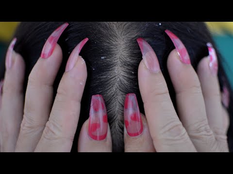 ASMR Scalp Check, Scalp Scratching With Long Nails Relaxing For Sleep ( Dandruff Scratching )