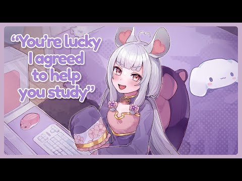 3Dio ASMR ♡ F4A ♡ Bratty Chinchilla Friend helps you study [keyboard/pen writing]