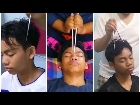 Chopstick Head and Face Massage Compilation - ASMR Relaxing