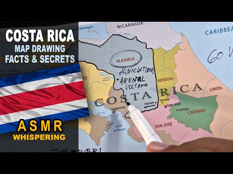 ASMR Geography Facts: Drawing COSTA RICA outline with its provinces | Best known facts explained