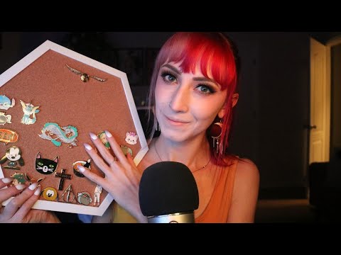 ASMR - Enamel Pin Collection Showcase (whispered, cork and metal tapping)