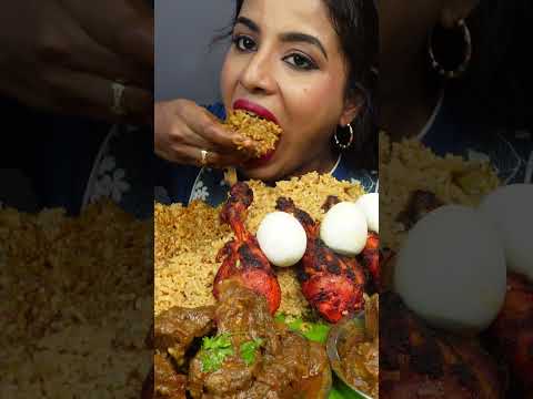 ASMR Eating Spicy Mutton Josh,Chicken Biryani,Rice,Leg Piece Masala Big Bites ASMR Eating Mukbang
