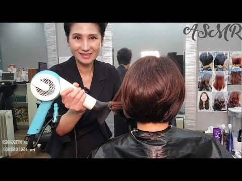 미용실 ASMR  숏단발 초코브라운(새치커버)   Short short hair chocolate brown (red hair cover)/Korean hair salon