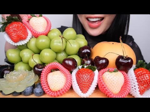GIANT FRUITS (ASMR EATING SOUNDS) LIGHT WHISPERS | SAS-ASMR