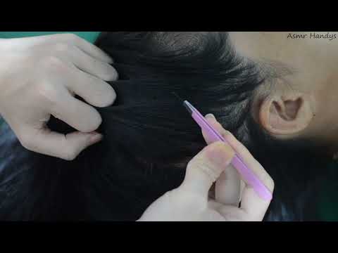 ASMR Real Person Hair Plucking, Hair Parting, Hair Treatment For Headache Relief ( Therapy Sounds )