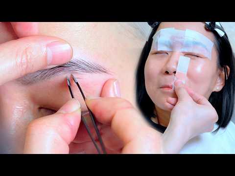 ASMR Eyebrow Grooming & Makeup (Super Close-Up + Real Sound)