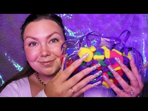 asmr/ thrift haul💜💛🩷 (tapping, xl nails, whispering)