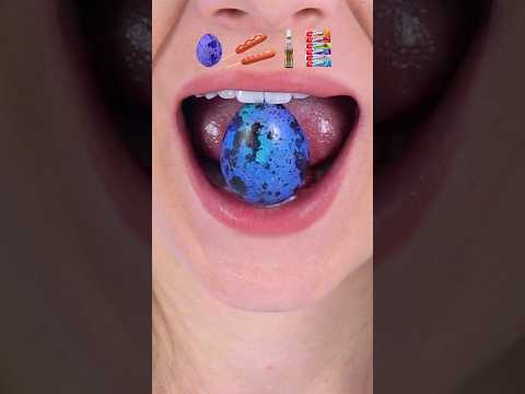 ASMR Emoji Blue Eggs, Jelly Bottle Mukbang #shorts