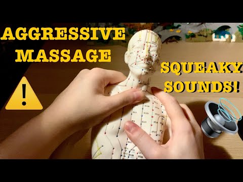 ASMR|⚠️AGGRESSIVE INTENSE MASSAGE TO MY ACUPUNCTURE DOLL ~ SQUEAKY SOUNDS! Soft speaking ITA/ENG 😴😴😴