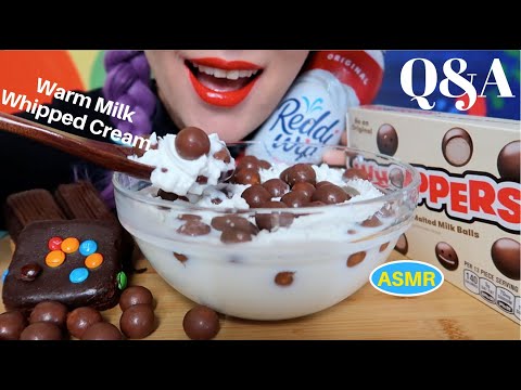 ASMR [Q&A] WHOPPERS+WARM MILK+WHIPPED CREAM | 와퍼스 초코볼+따뜻한 우유,휘핑크림  |CURIE.ASMR