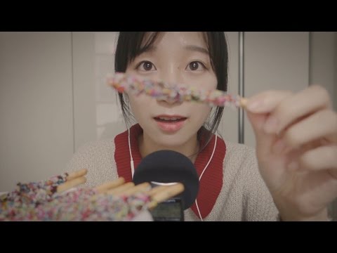 속삭이며 아그작 빼빼로 먹는소리 + 만들기 ASMR Pepero Making and Crunchy Eating Sounds / Whispering / Eng sub