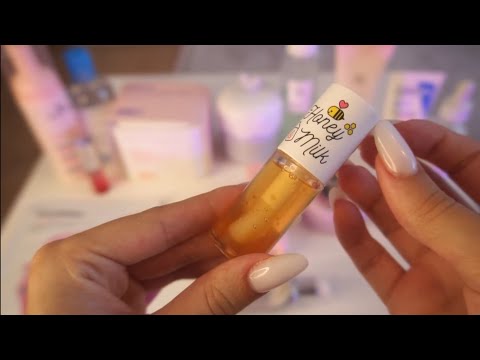 ASMR - Tingly Skincare Products Sounds - crispy whispers, tapping (Layered Sounds)