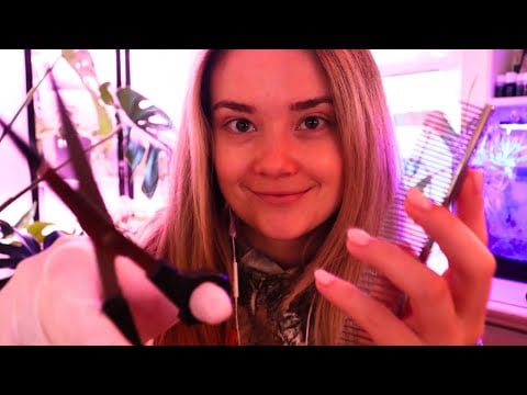 ASMR SCALP EXAM EAR TO EAR! Massage, Scraping, Brushing, Trimming