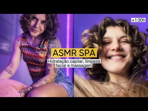 ASMR SPA✨Lavagem e hidratação capilar, limpeza de pele e massagem