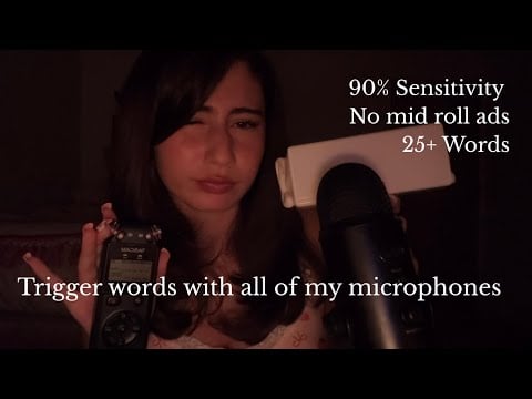 ASMR - Sensitive trigger words with all of my microphones (No mid roll ads) 